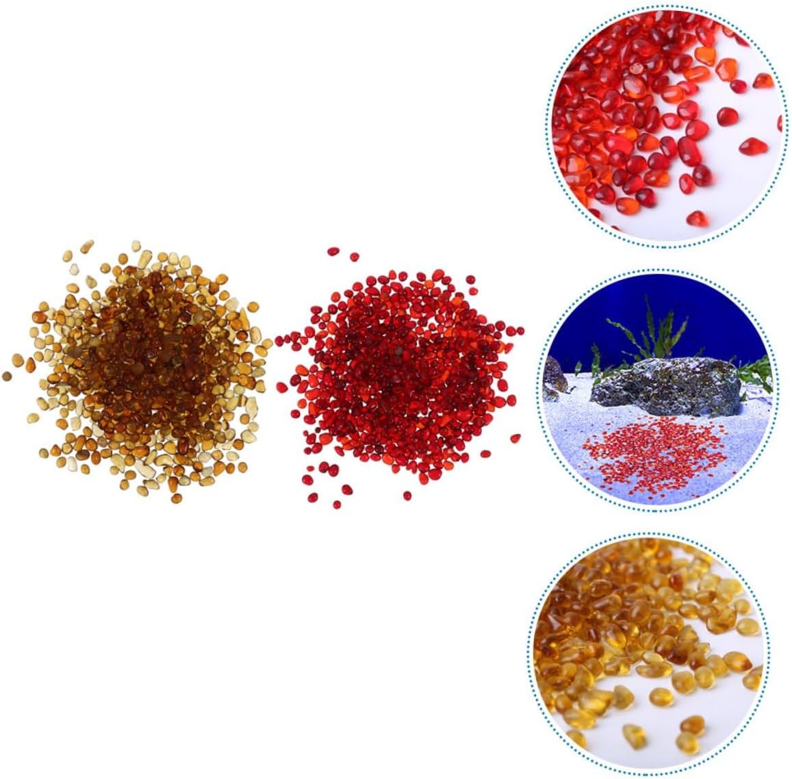 VICASKY Aquarium Gravel Fish Tank Stones 2-Set 250g China Red Amber Colored Natural River Pebbles Non-Fading Decorative Substrate for Freshwater Aquariums and Indoor Plant Terrariums