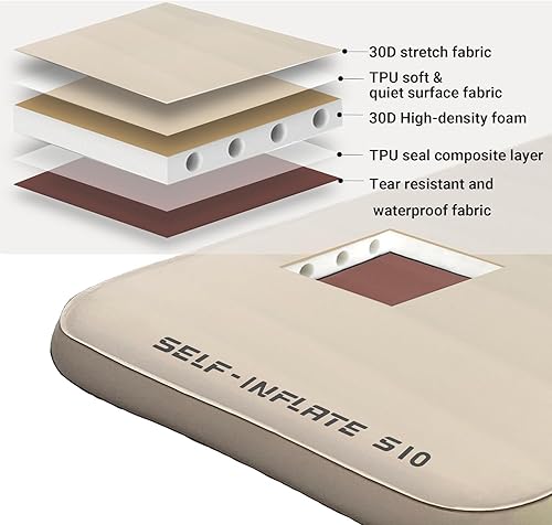Miniatura 2 de Almohadilla de dormir autoinflable, almohadilla de espuma viscoelástica extra gruesa de 4 pulgadas, almohadillas de colchón autoinflables de aire