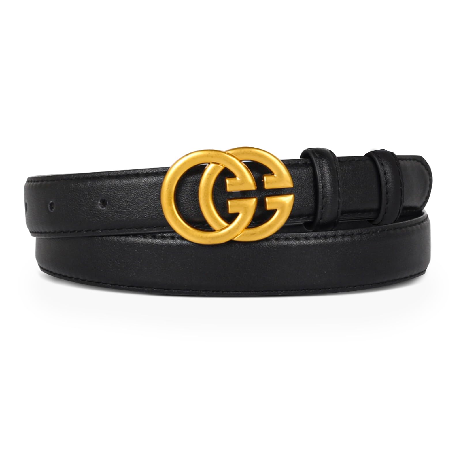 Women's Fashion Classic Metal Buckle Leather Belt with Jeans Dress