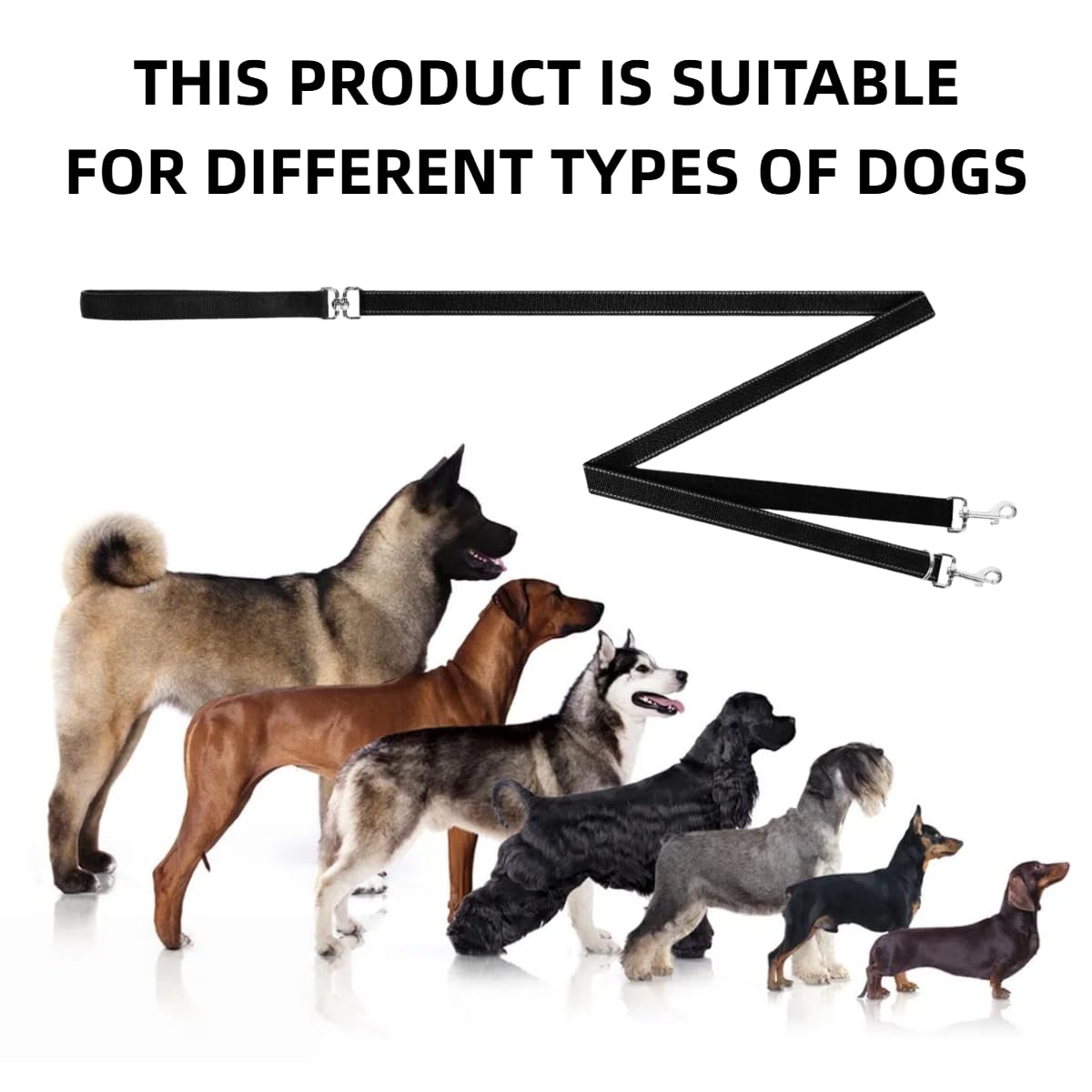 Two Point Control Dog Leash,Double Dog Lead for Walking,No Tangle Training Leashes,Works with No Pull Harnesses,Easy to Converts to Single Lead for Medium Large Dogs - Image 4