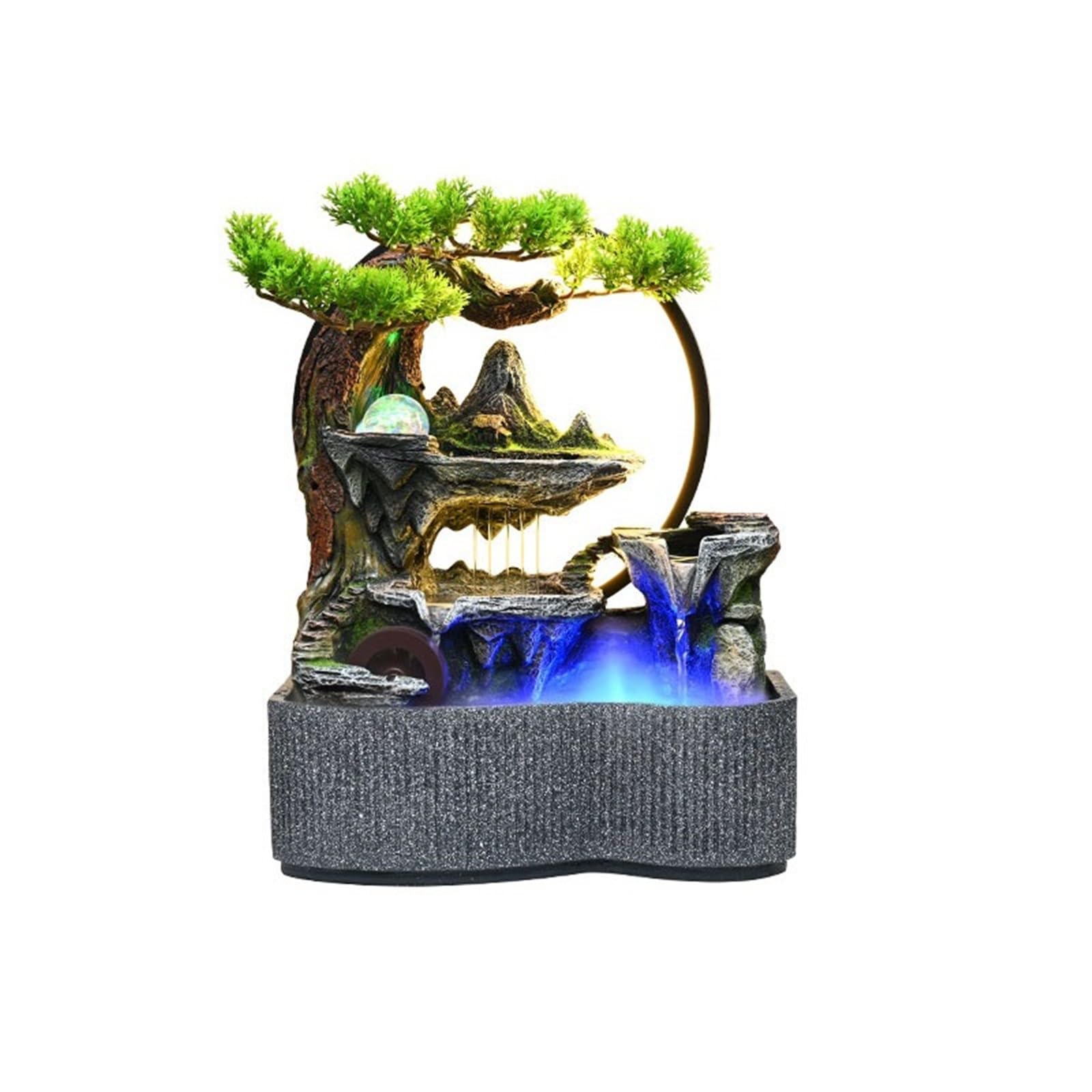 water feature Indoor Water Fountain, Circulating Feature Desktop Feng Shui Wheel Fish Pond Landscaping