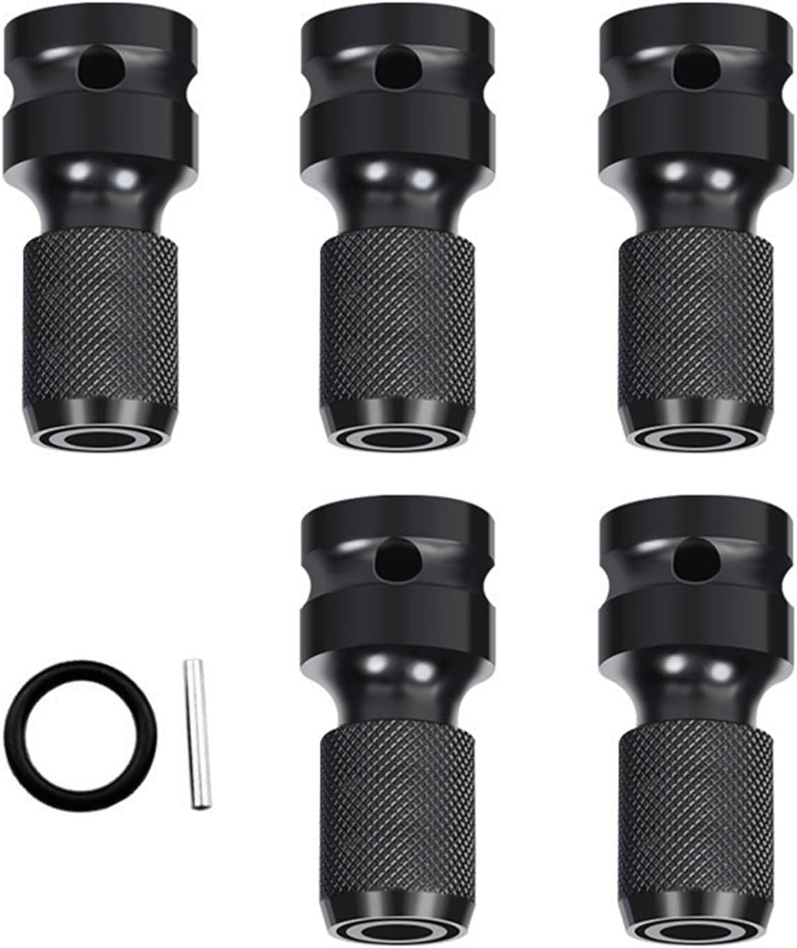 5Pcs 1/2 inch Square Drive to 1/4 inch Hex Female Socket Wrench Adapter Converter Drill Chuck Adapter for Impact Air and Electric Wrench