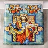 HYBWSO Funda nórdica Azul Rojo Amarillo Blanco Jesús Anima