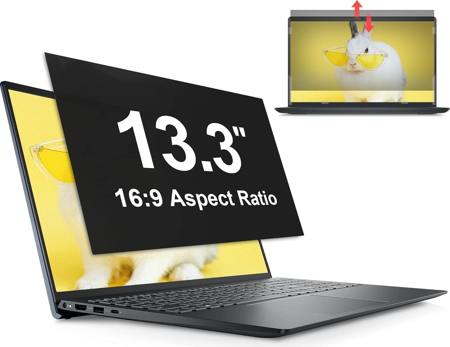 Pantalla de Privacidad Para Portátil de 13.3 Relación de Aspecto 16:9, Protector de Filtro Antirreflejo de Luz Azul, Privacy de Film Extraíble Compatible con Lenovo/HP/Dell/Acer/Samsung/Asus/Toshiba