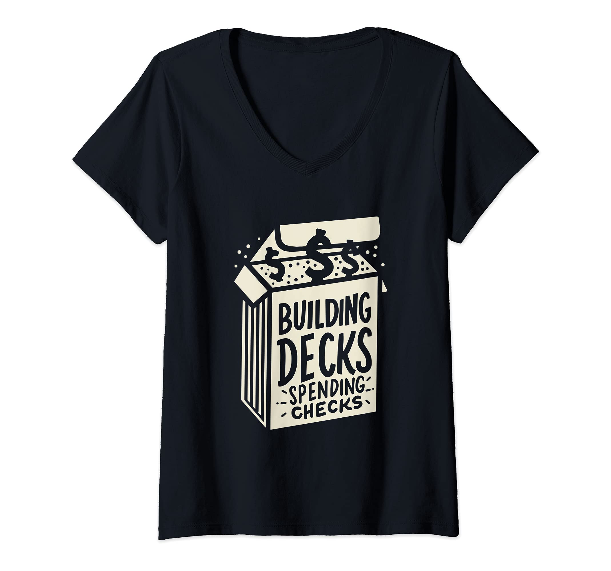 Womens Building Decks Spending Checks TCG Card Collector Card Game V-Neck T-Shirt