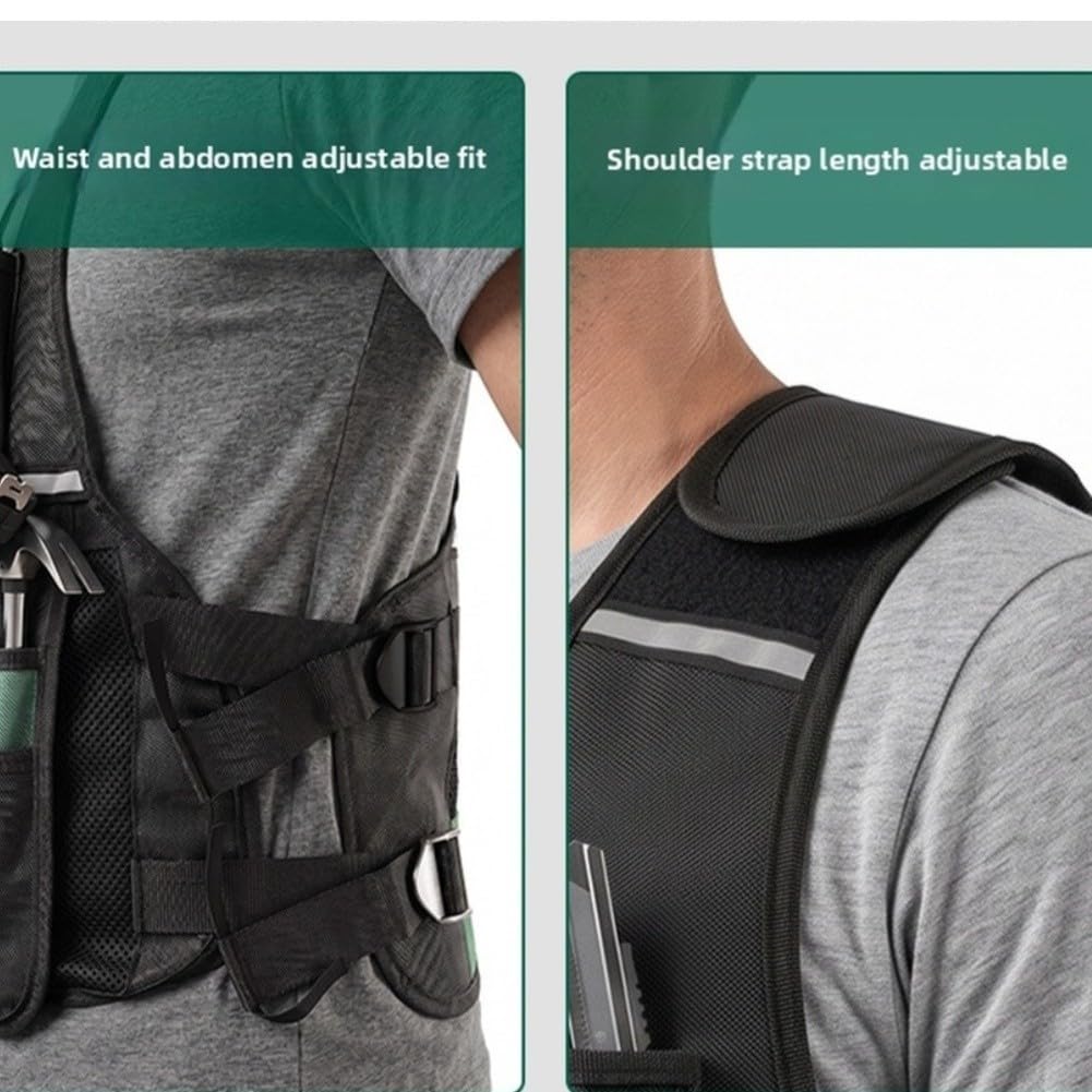 Gilet à outils réfléchissant avec poches en maille réglable pour