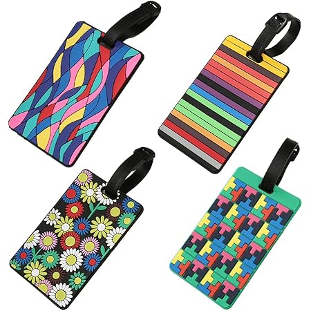 Etichette Per Bagagli In Silicone - 5 Pezzi Con Cinturino - Targhette Per Valigie E Viaggi