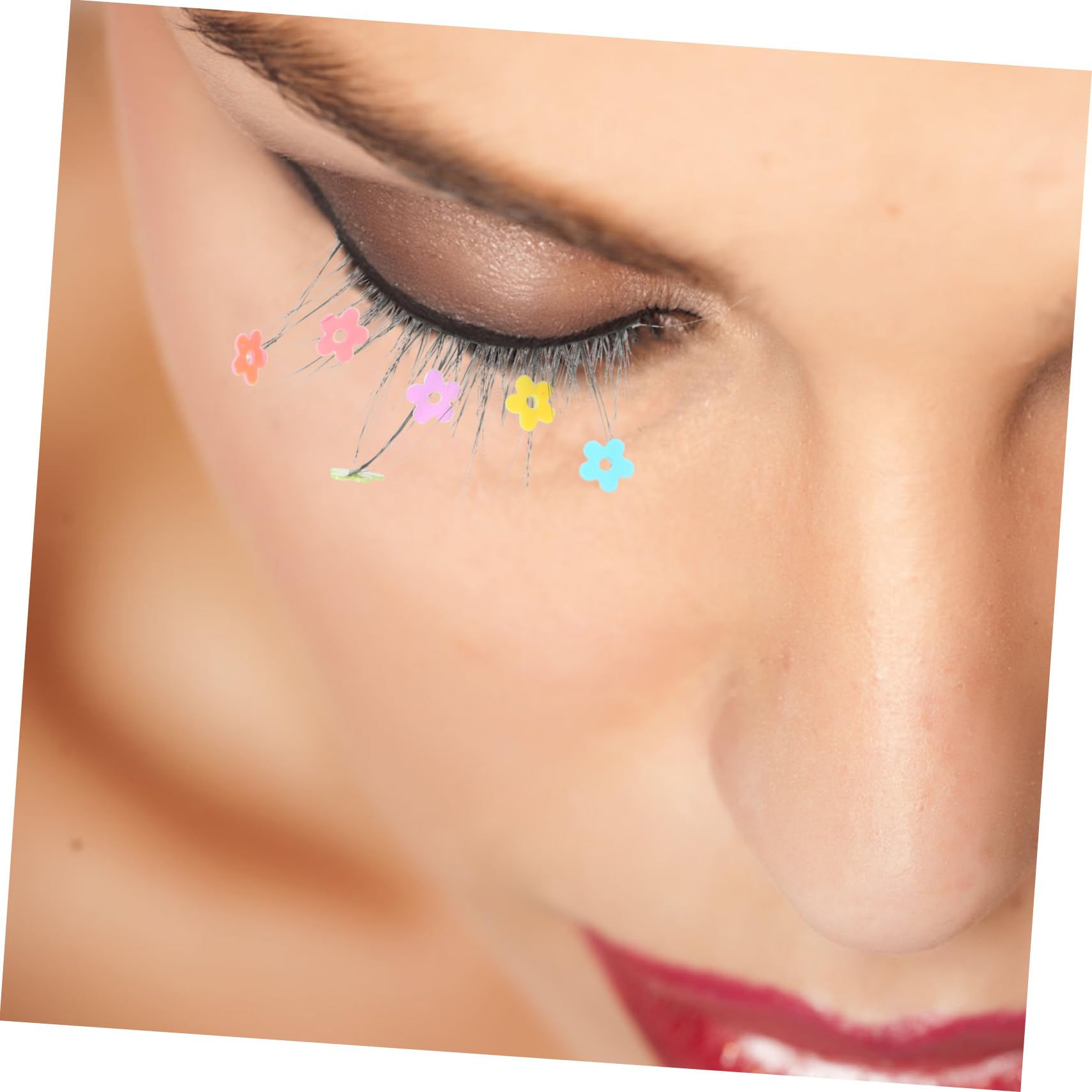 Healeved 15paare Kreative Falsche Wimpern Mit Glitzer Und Blumen Im Herzdesign Wiederverwendbare Farbenfrohe Augenaufschläge Für Cosplay Und Besondere Anlässe
