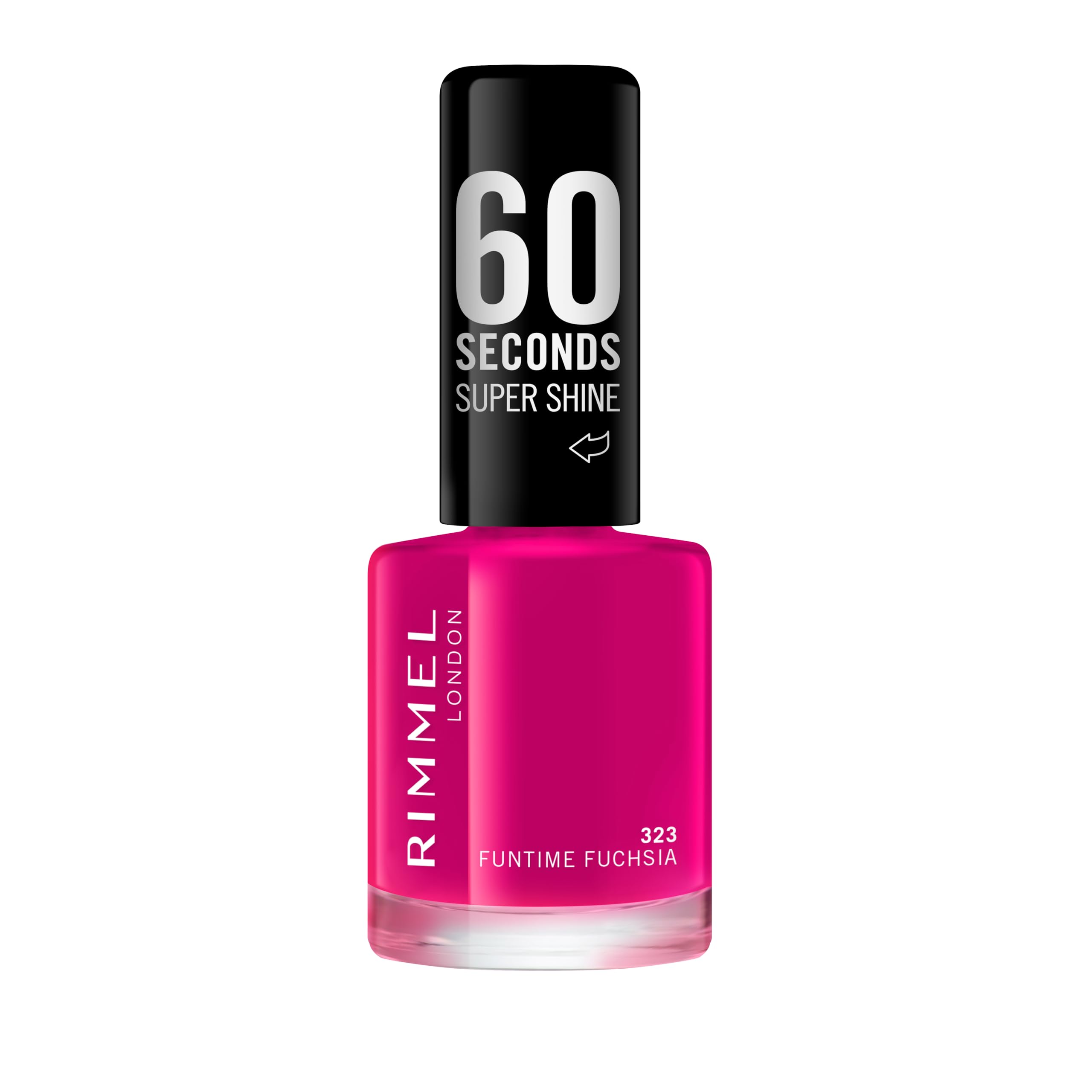 Rimmel London, 60 Seconds Super Shine Nail Polish 323 Fun Time Fuchsia, 8 ml - 0.25 Fl Oz