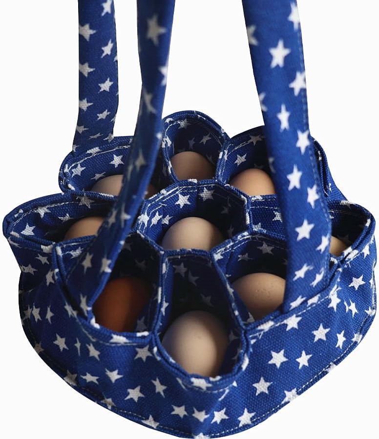 Egg Basket with 9 Pouches Egg Collecting Bag for Chicken, Duck Egg Collection Small Egg Holder & Organizer for Transporting Storage (Red 1 pack)