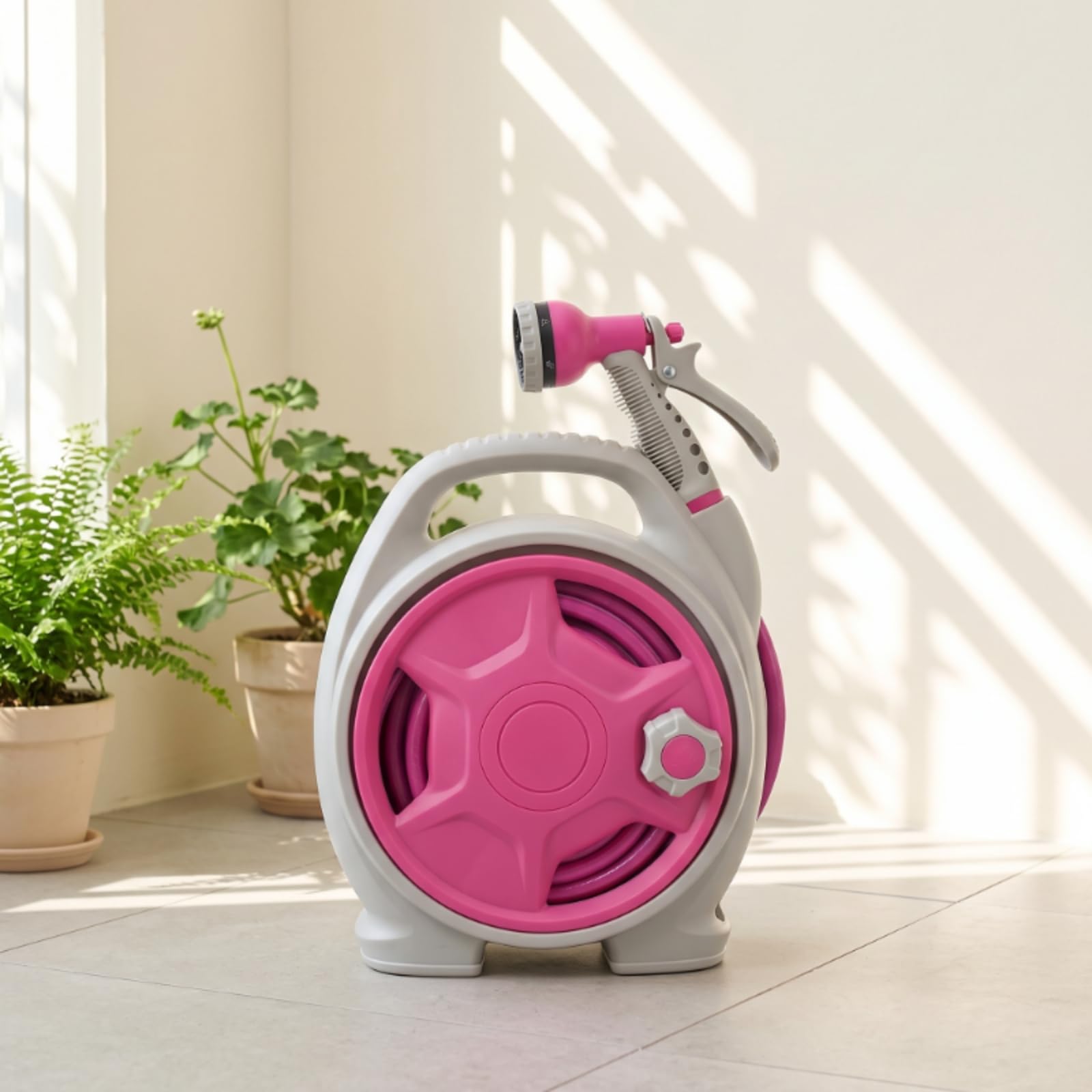 Carrello Avvolgitubo Pratico Carrello Avvolgitubo con Tubo Compatto Attrezzatura per Lavaggio Auto, Blu Lago