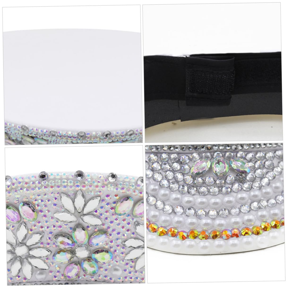 SEWACC Sombrero de Novia Color Claro con Gemas de Imitación, Talla Única Ajustable, Sombrero de Fiesta para Despedida de Soltera y Boda, Accesorio Ligero y Brillante para Fotografía