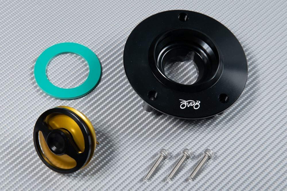 avdb-moto Trappe Essence Bouchon Réservoir Rapide 1/4 Tour compatible avec SUZUKI SV, SVX 650 WCX 2016-2024, GSXR 1000, GSX-R 1000R 2017-2018, GSR 400 GK7 2006-12, GSXR 125 WDL0 2017-2024 (Or)