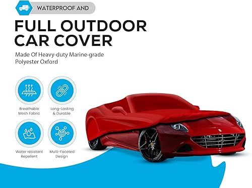 Miniatura 3 de Cubierta de coche al aire libre para Ferrari California 2008-2017 Premium rojo impermeable UV protección contra el polvo impermeable