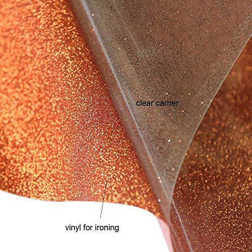 Glitter Heat Transfer Vinyl Roll 2 Sheets 12 inch by 20 inch/Sheet DIY for T-Shirt and Garment Orange