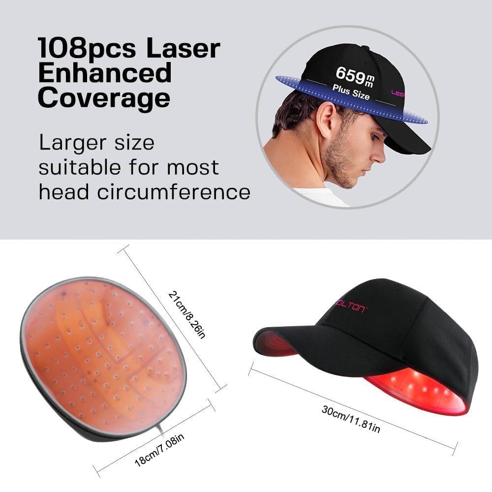 Dispositif de croissance des cheveux Lescolton Cap chapuching Traitement de perte de cheveux Recour de cheveux Casque pour hommes et femmes (Noir)