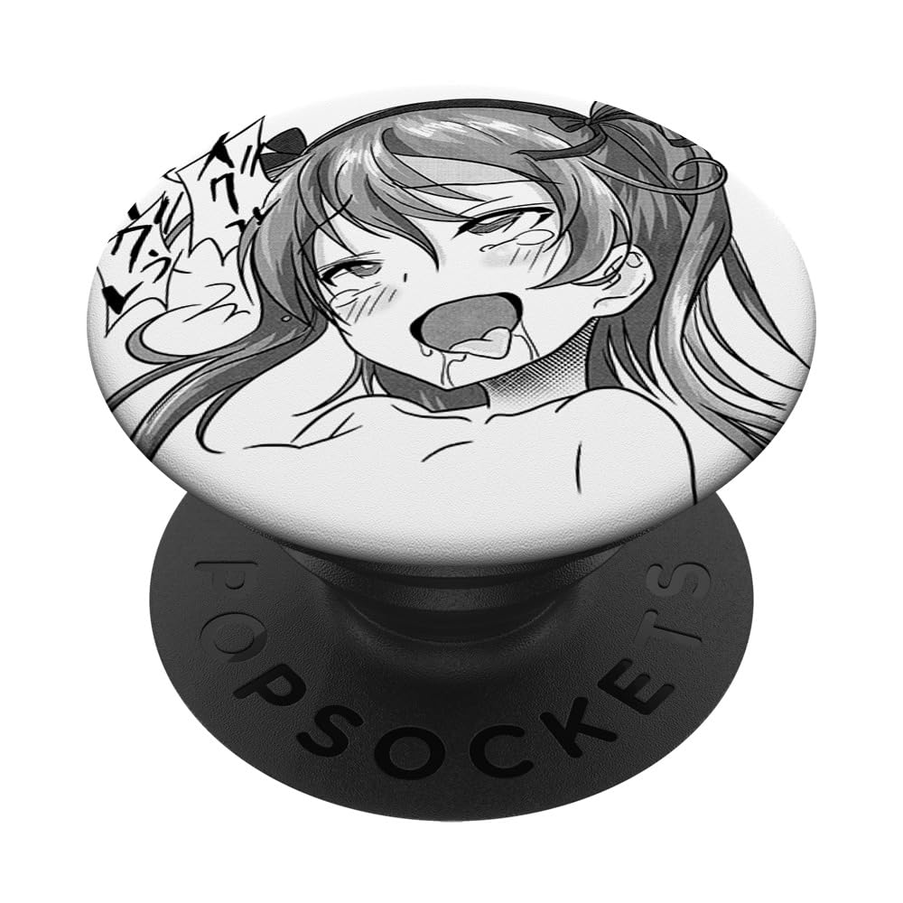 Anime Manga Cosplayers Lovers GiftEcchi Hentai Otaku Girl Waifu Ahegao Pleasure Face PopSockets PopGrip: Swappable Grip for Phones & Tablets PopSockets Adhesive PopGrip