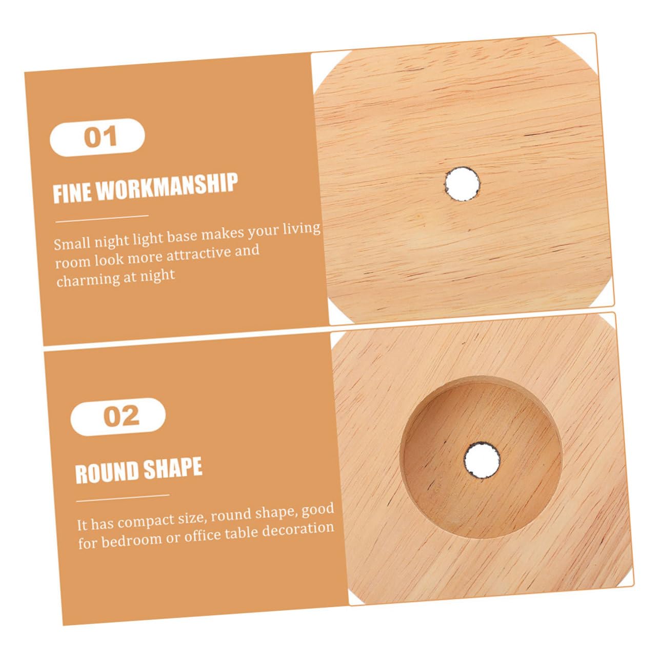 Uonlytech Pieds De Lampe En Bois Massif 3 Pièces Bases De Lampe De Table Rondes Pour De Nuit Accessoires Pour Salon Chambre Bureau