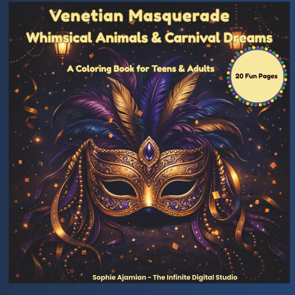 Venetian Masquerade: Whimsical Animals & Carnival Dreams - A Coloring Book for Teens & Adults (The Minis Coloring Series)
