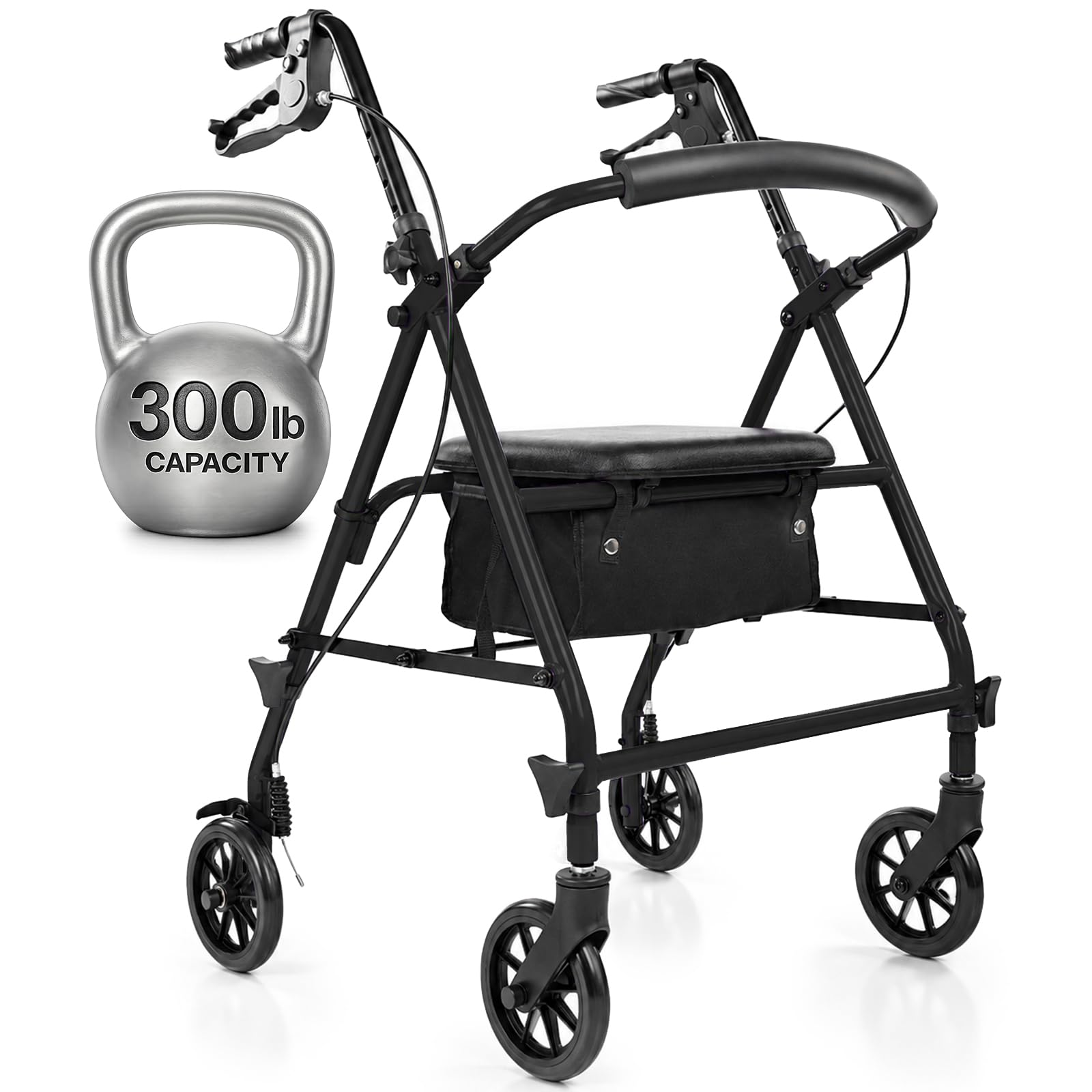Vive Mobility Steel Rollator Walker with Seat