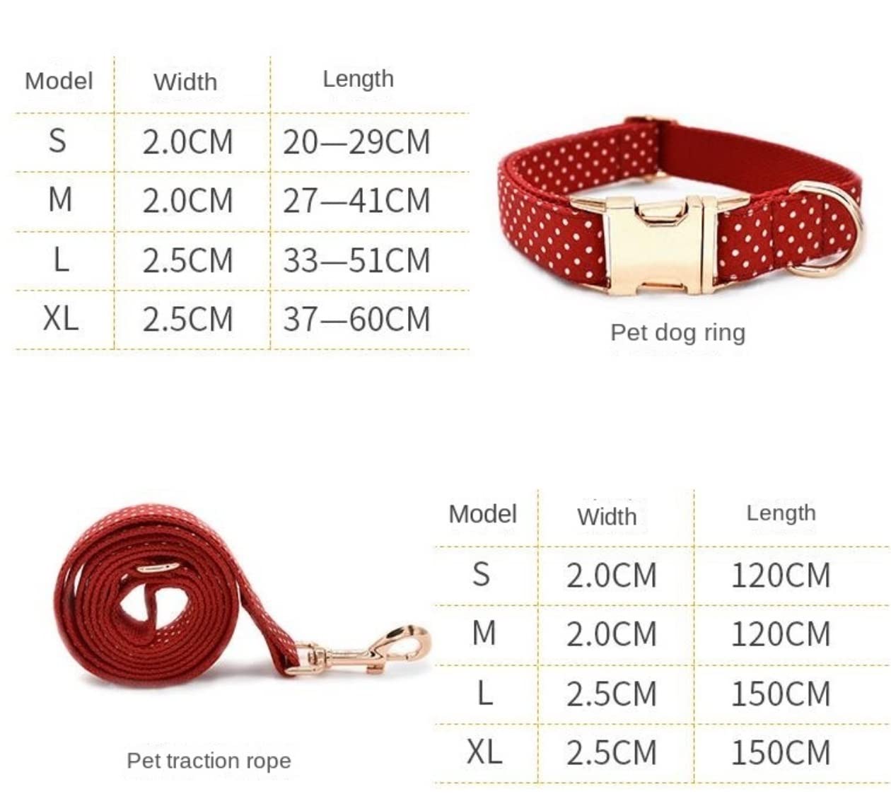 Smycz dla Psa Oddychające Zestaw Obroży I Smyczy Dla Psa Skórzana Obroża Kota Z Kokardką Polka Dot Lead Rope Smycz Miękkie Regulowana(33-51cm)