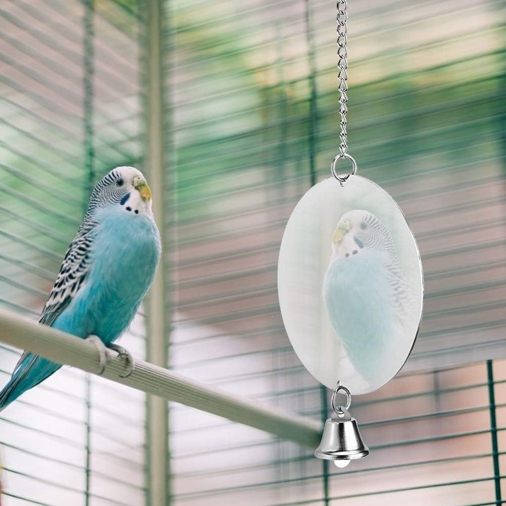 Bird Cage Toy Bird Mirror, Stainless Steel Bird Mirror Toy with Bell Swing Hanging Ringer for Parakeet Cockatiel Conure Budgie Lovebird Cockatoo Canary Finch Cage Accessories image 4