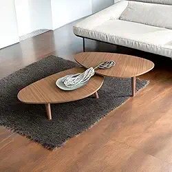 Kit 2 Mesas de Centro Orgânicas Pés Palito em Madeira Mel