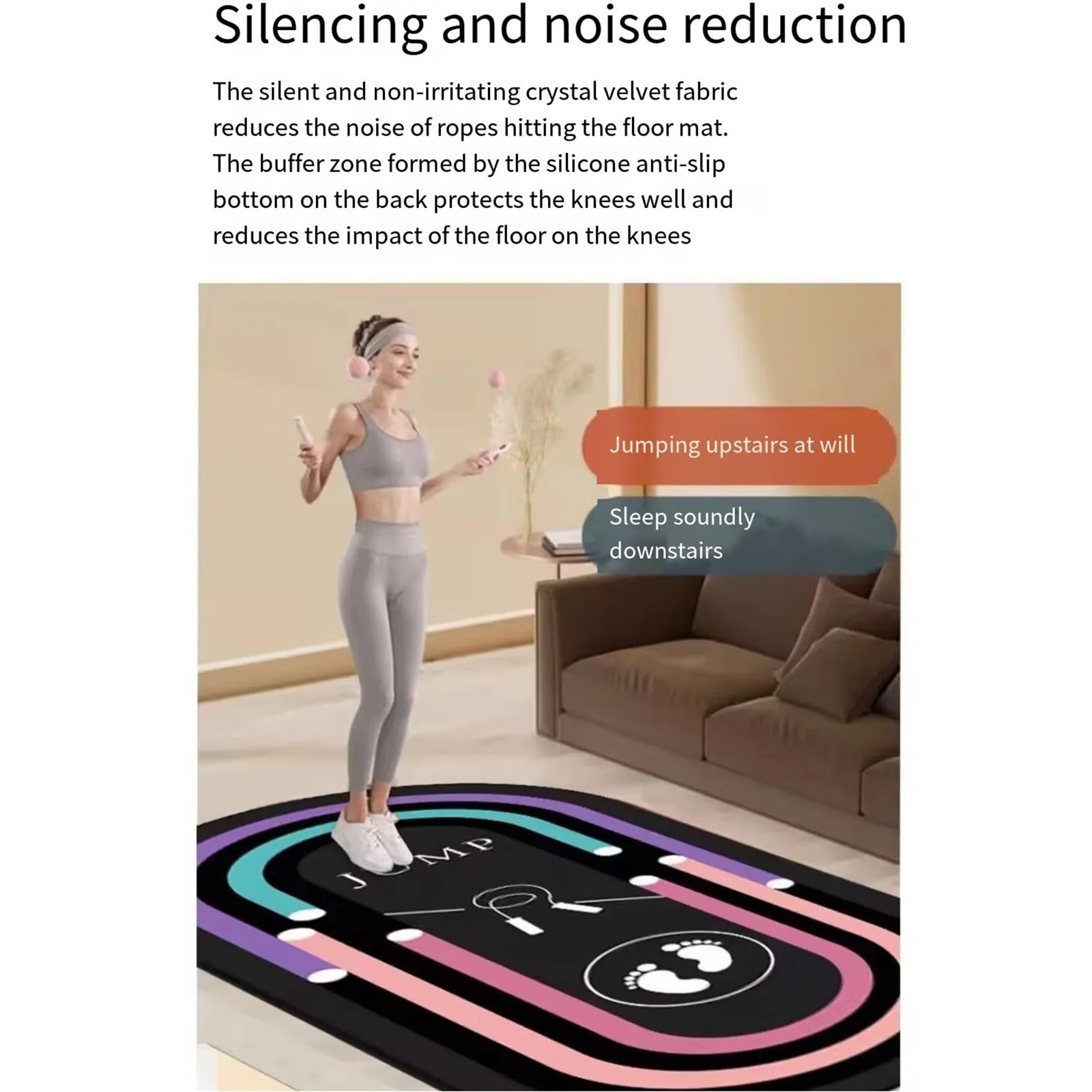 Bodenmatte für den Haushalt, Fitness, Springseil, Schalldämmung, Stoßdämpfer, Yogamatte, rutschfeste Matte