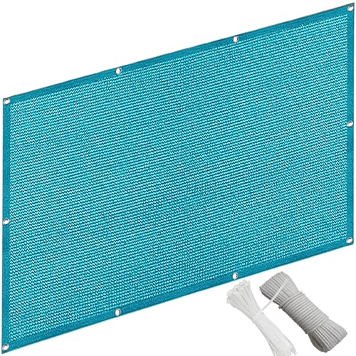 QINLIQIN Sonnensegel inkl Befestigungsseile 0.7 x 1 m HDPE Balkonverkleidung Blickdichte Windschutz Und Uv-Schutz mit Ösen, Nylon Kabelbinder Und Kordel für Den Gartenzaun, Himmelblau