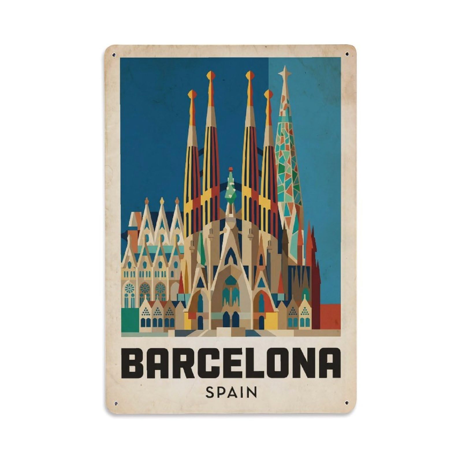 Travel Retro Spain Barcelona Metal Tin Sign