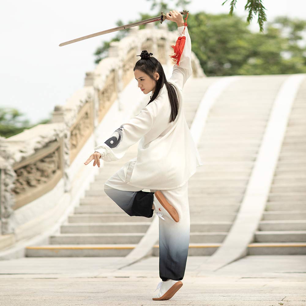 KSUA Uniforme unisex de Kung Fu para artes marciales de seda y lino, manga larga, ropa de tai chi, para ejercicios, Qi Gong, Kung Fu, Wung Chun