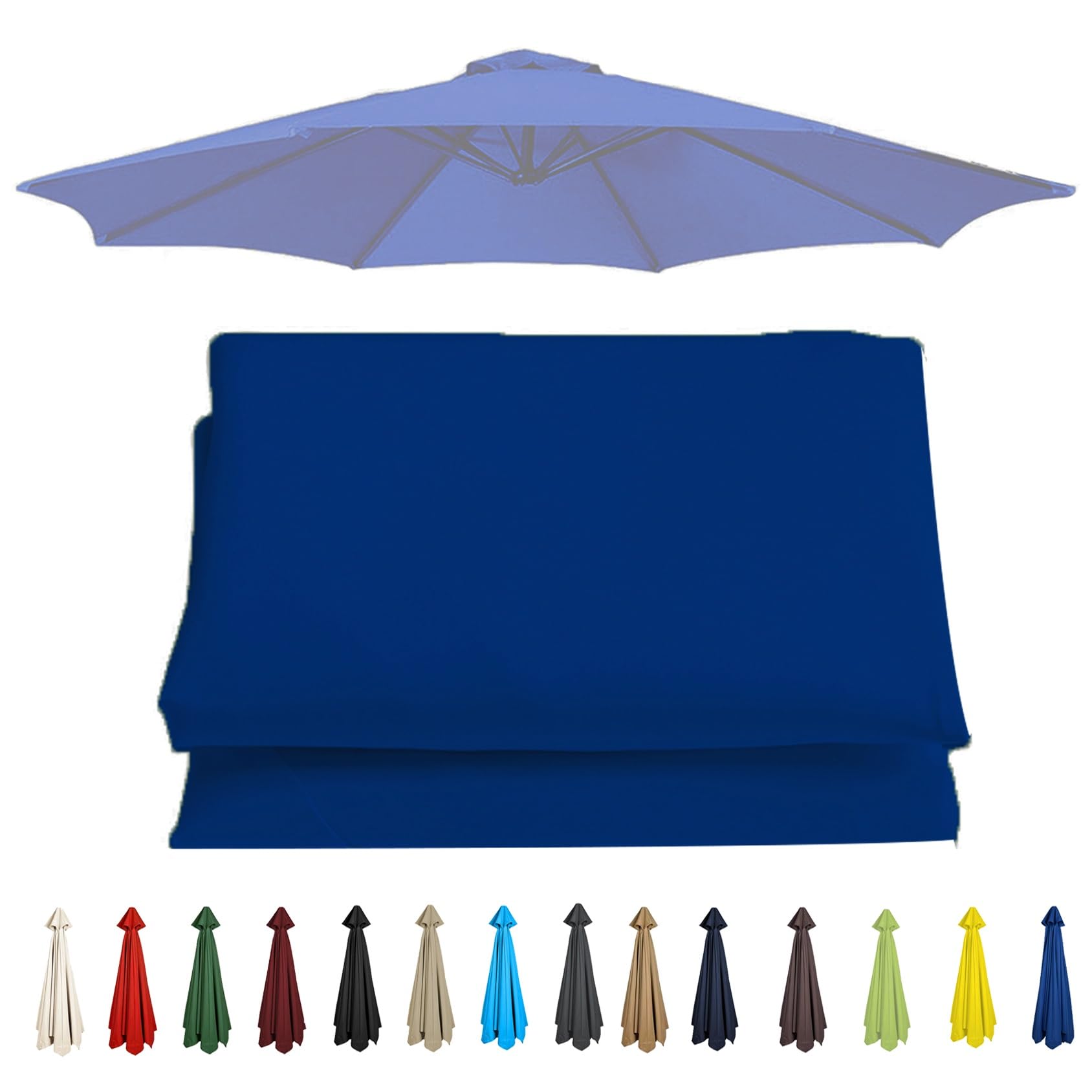 CMJYMX Outdoor Umbrella Replacement Cloth (200cm-350cm) Replacement Parasol Canopy Cover 6/8 Arms, Garden Parasol Fabric Cover For Patio/beach/backyard/swimming Pool(Sapphire,6 RIBS: 300CM/9.8FT)