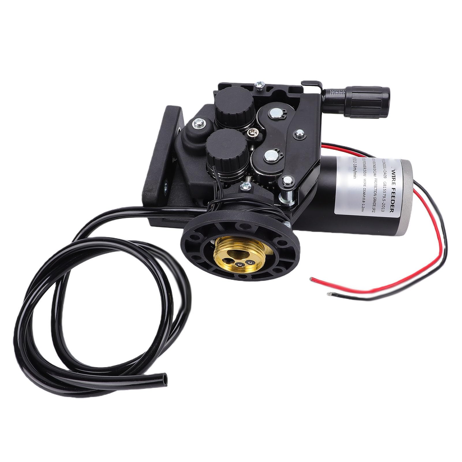 YWBL-WH Silnik Podajnika Drutu Spawalniczego MIG MAG, 4-rolkowy Podajnik Drutu Metalowego z DC24V 50W, Regulowana prędkość min. od 2 do 18 M, Gniazdo Europejskie do Półautomatów Spawalniczych,