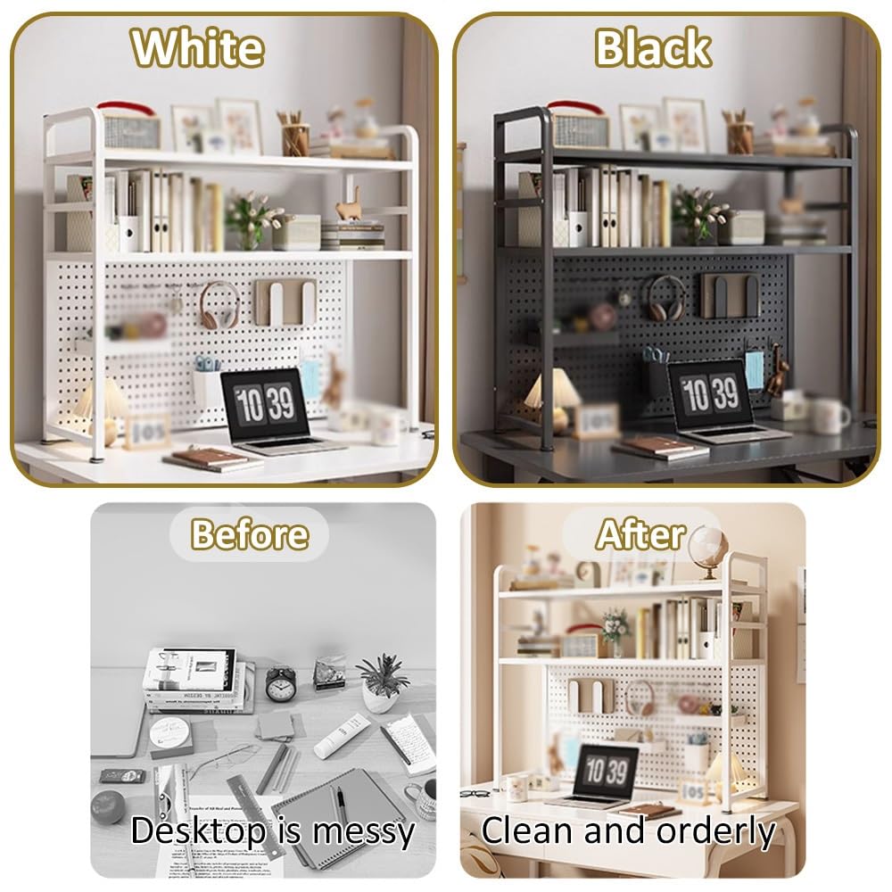 DIY Schreibtisch-Bücherregal, Metallstruktur, Aufbewahrungsregal, Computertisch, Bücherregal, schwarz, 55 x 20 x 98 cm, stilvolles Heimbüro, modernes Design für Bücher und Dekoration