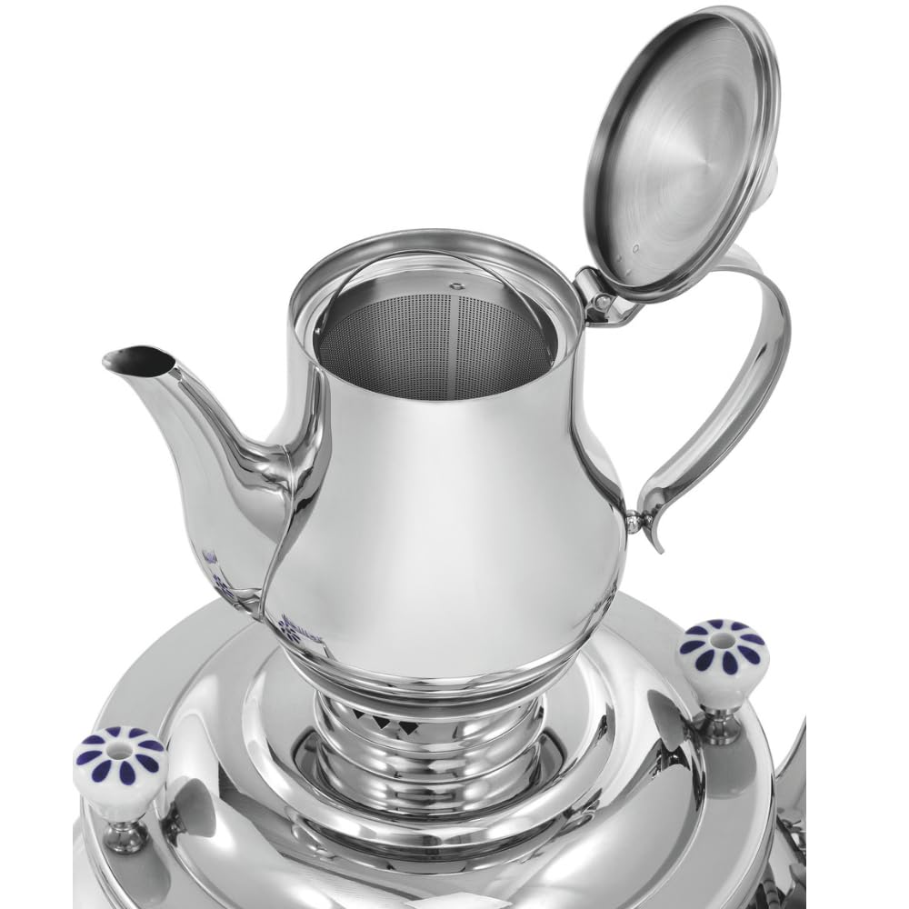 MBH - Samovar de 15L profesional con tetera. Hervidor de agua industrial con asas de cerámica para hosteleria.
