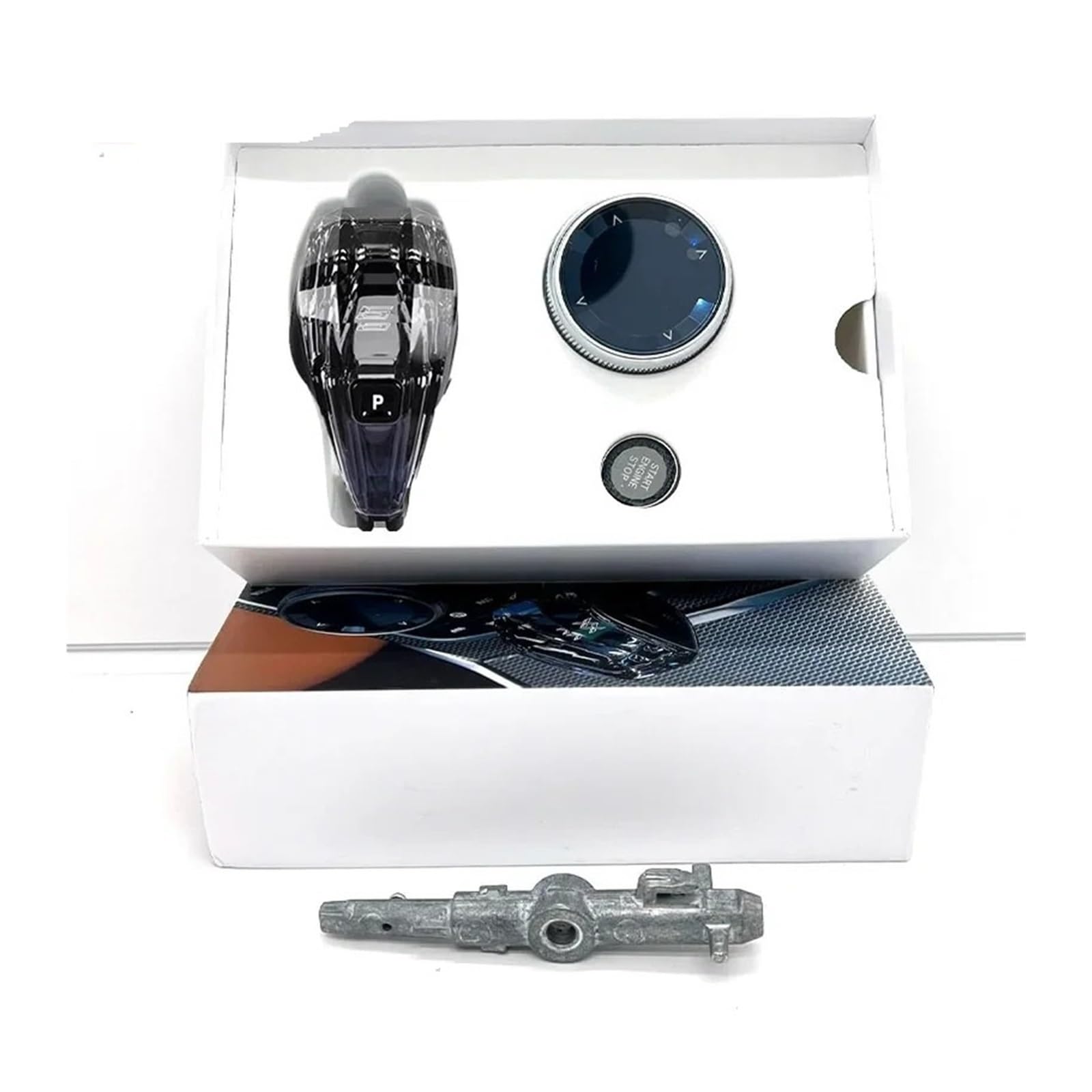 Schaltknauf Knauf Für 5 6 Für 7 Serie Für G30 Für G32 G11 G12 Auto-Innenausstattung Kristall 3-teiliges Set Schaltknauf Lautstärkeknopf Schaltknauf Kappe(Short Rod 5 Logo)