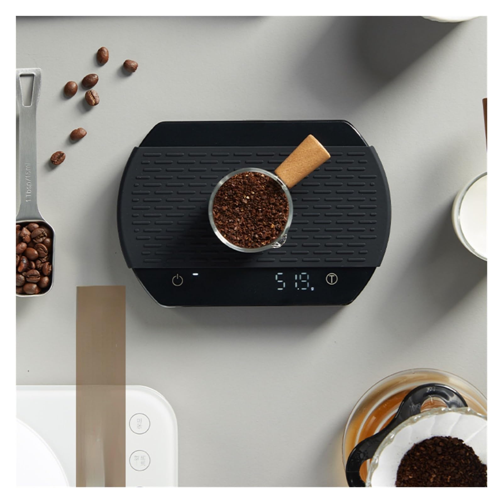 Báscula De Café Con Sincronización Manual, Electrónica, Cocina For El Hogar, Bolsillo Precisión 3KG/0,1g, Espejo Negro Medición Precisa Esfuerzo
