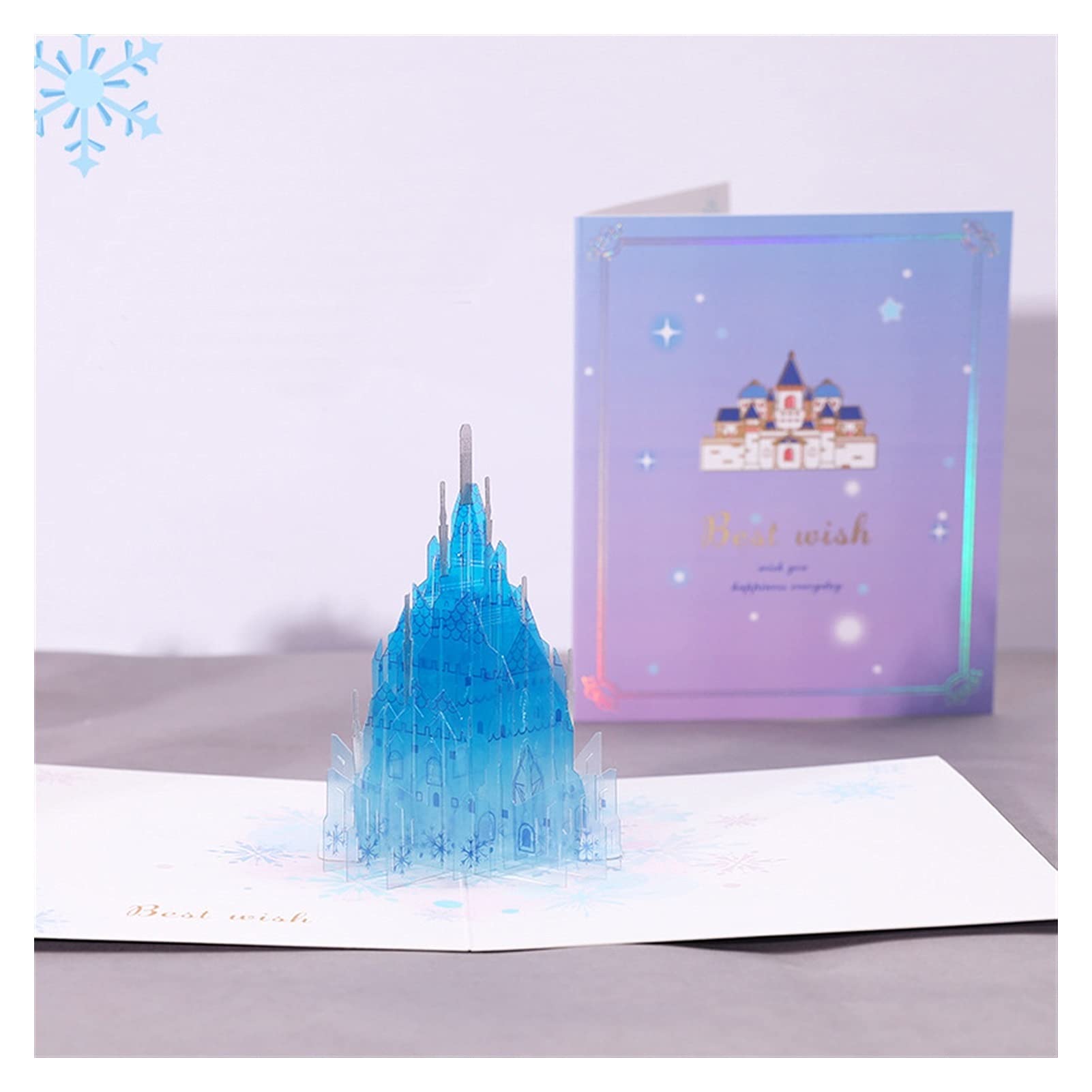 Grußkarte Geburtstagskarten 3d handgefertigte hohle Schnitzerei PVC Traum Kristall Castle Pop Up Papier Grußkarten Best Wunsch Postkarte Kinder Geburtstagsfeiergeschenk Geburtstagskarte