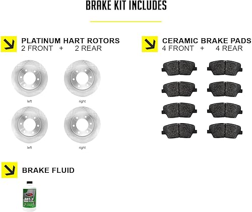 Miniatura 2 de Hart Brakes Kit de frenos y rotores traseros delanteros | Pastillas de freno delanteras y traseras| Rotores y pastillas de freno | Pastillas y
