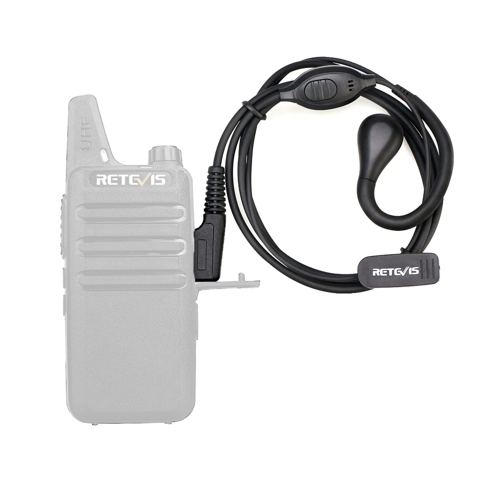 Retevis RT622 Walkie Talkie Auricolare, 2 pin, Compatibile RT24 RT27 RT28 RT619 eSynic UV-5R BF-88E BaoFeng BF-888S Kenwood, Curvetta Suricolare, Suricolare di Sicurezza (1 Pezzi)