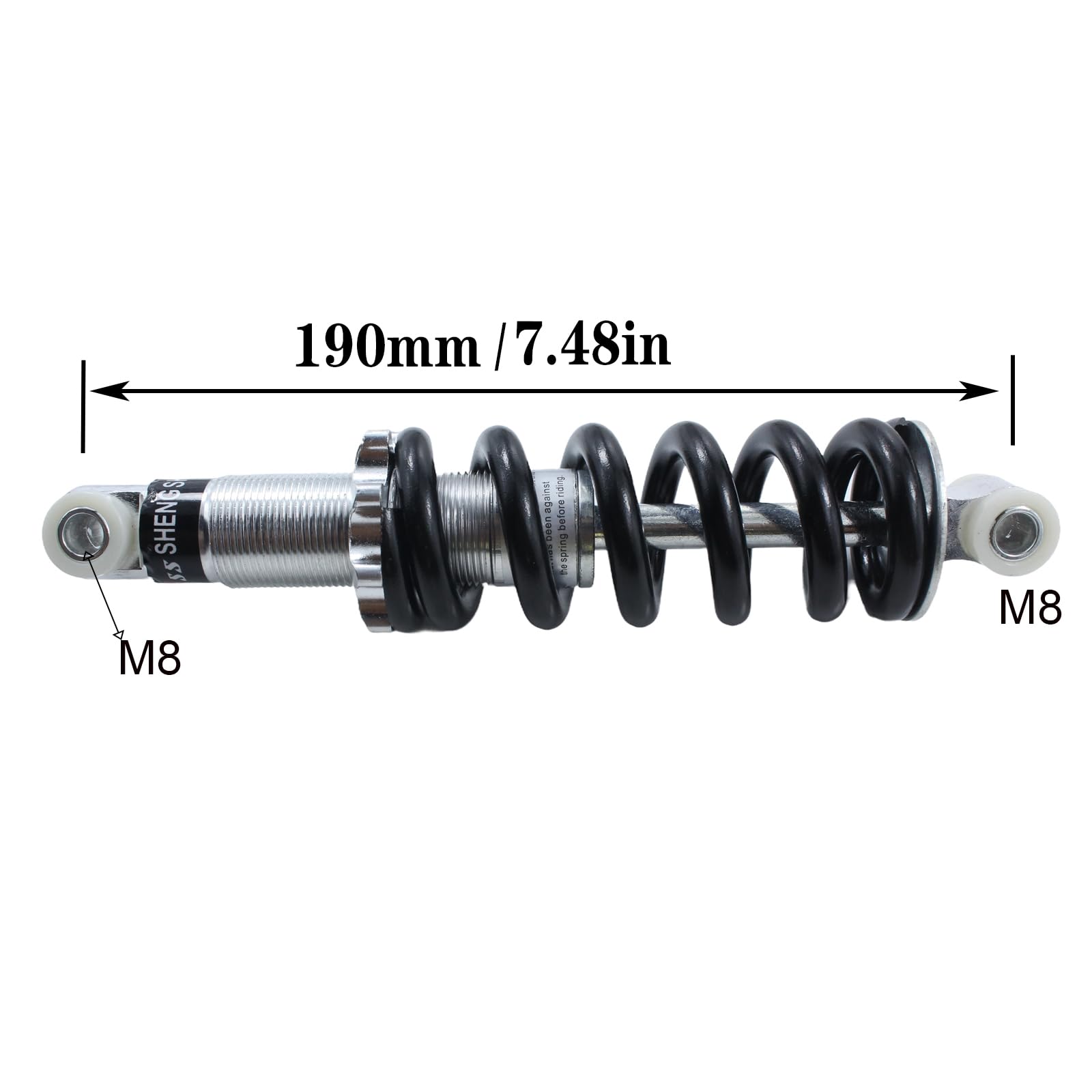 Ammortizzatore posteriore per moto, sospensione regolabile da 190 mm, ricambio per moto da cross da 47 cc, 49 cc, 58 cc, moto da cross, moto da cross, scooter, bici elettrica, quad, mini Pocket Bike