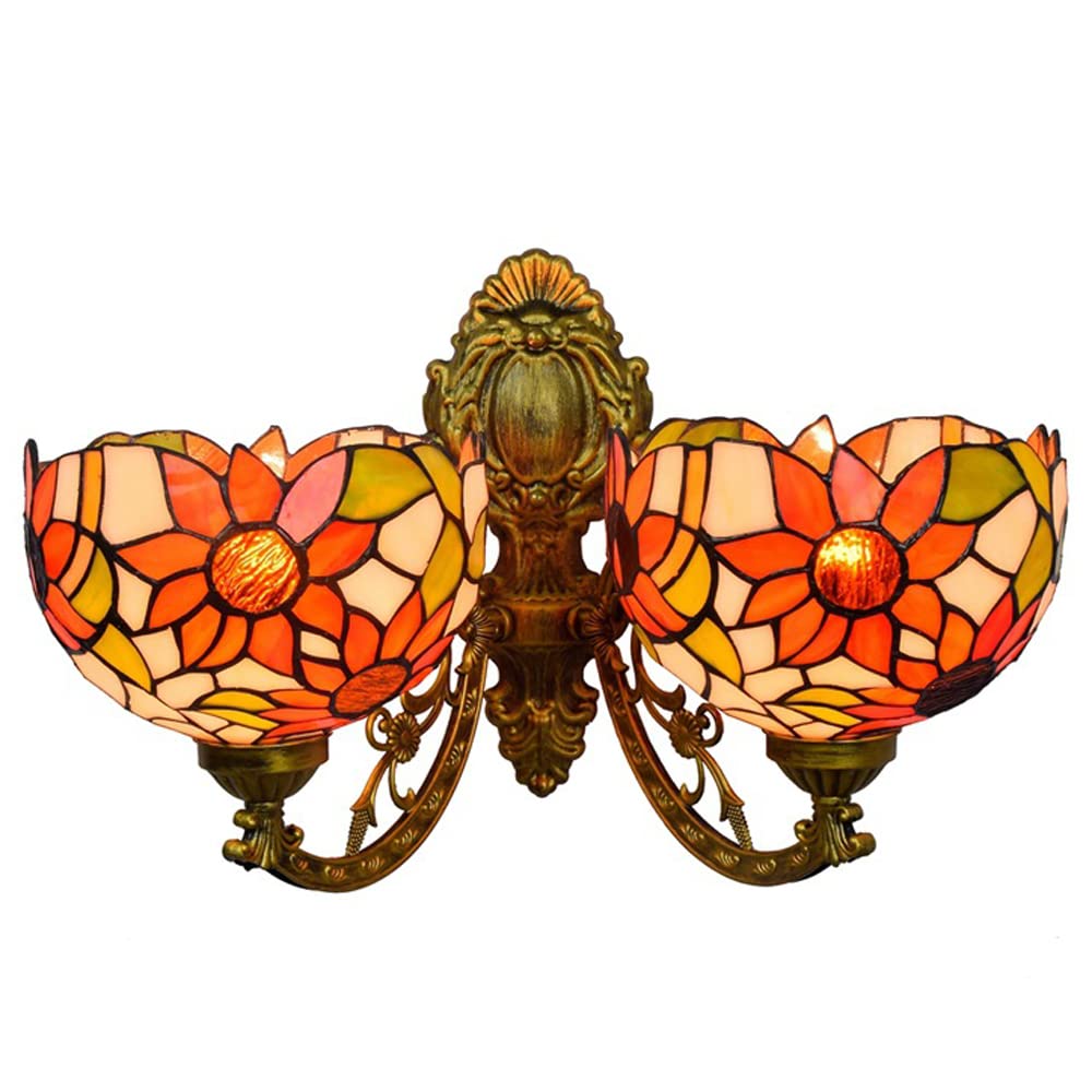 FYZDLAOR Retro Wall Sconces,Tiffanystyle Wall Lights with Stained Glass Shade,Wall Mounted Fixtures for Living Room Staircase Bedroom（E27）