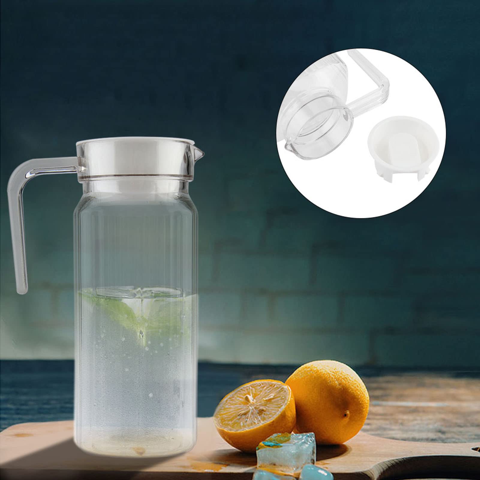 Striped Acrylic Drink Pitcher – 500ML Transparent Cold Beverage Jug With Lid & Handle For Bar Or Home
