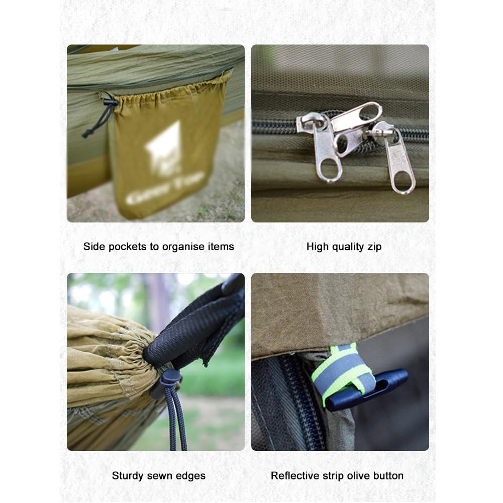 Hamac de camping avec moustiquaire épaisse, équipement d'extérieur imperméable pour la randonnée et les voyages, design durable et ultraléger, idéal pour les amateurs d'aventure
