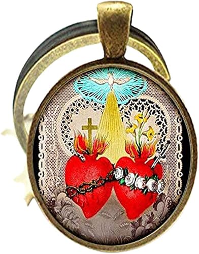 Corazón Sagrado Religioso Espiritual Católico Religión Jesús Fe Joyería Llavero Cristal Foto Joyería, bronce