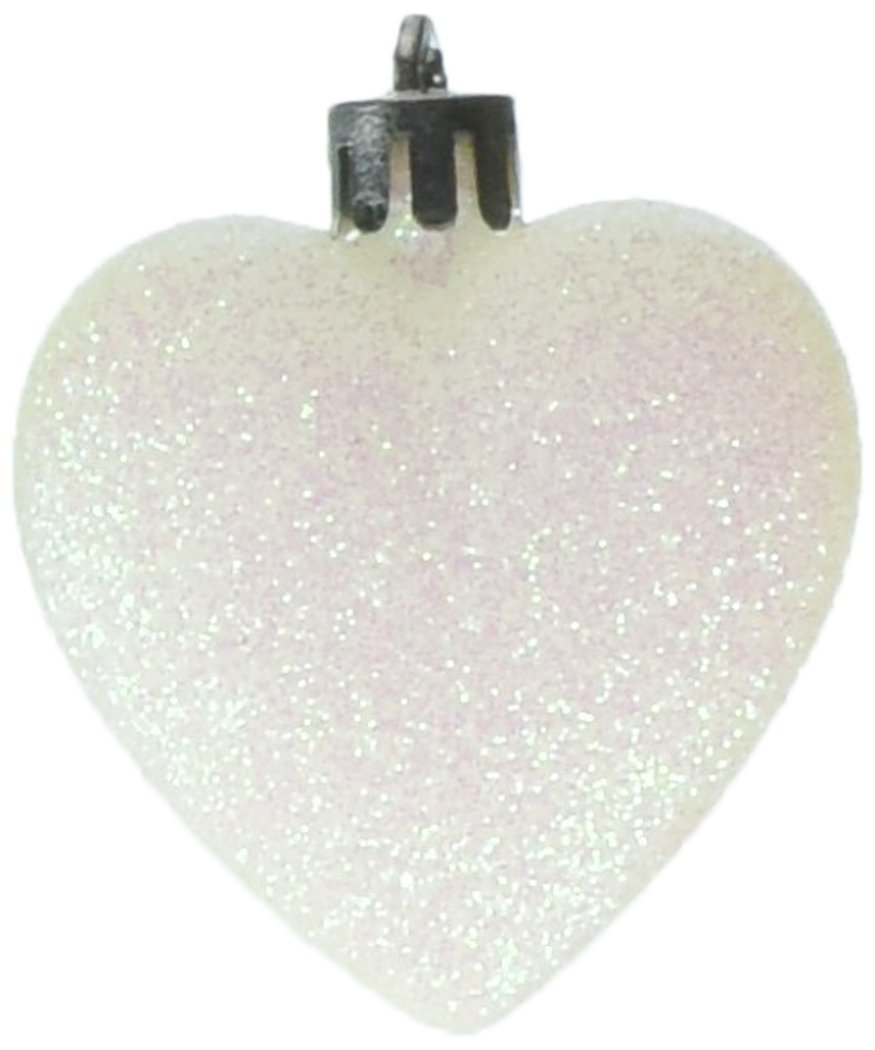 Christmas Concepts® 8 x 60 (2.4") mm White Glitter en Forma de corazón del árbol de Navidad de Las chucherías