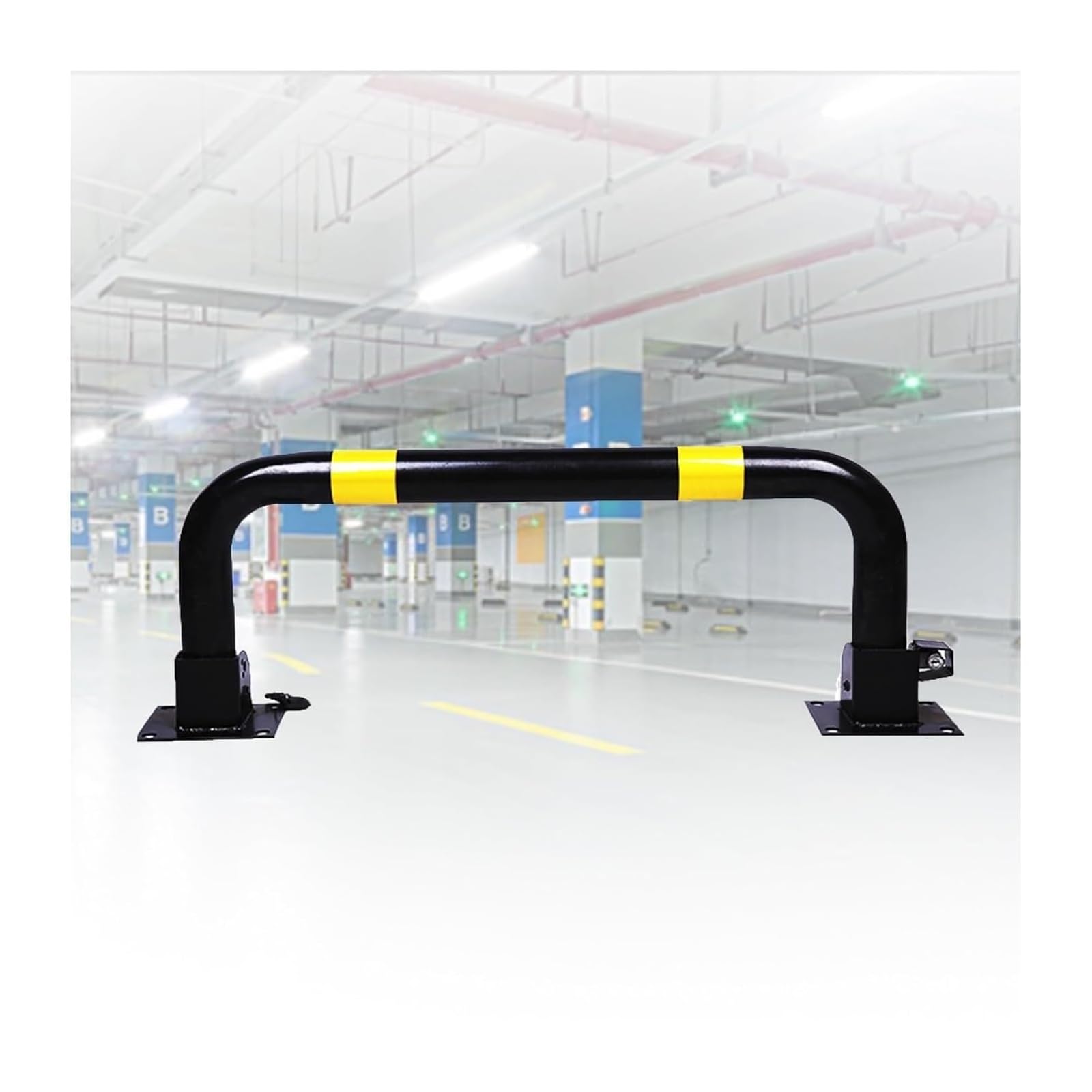CWCQGH U Shape Security Bollards Parking Car Blocker & Isolation Bollards, For Garage & Driveway Protection (Black)