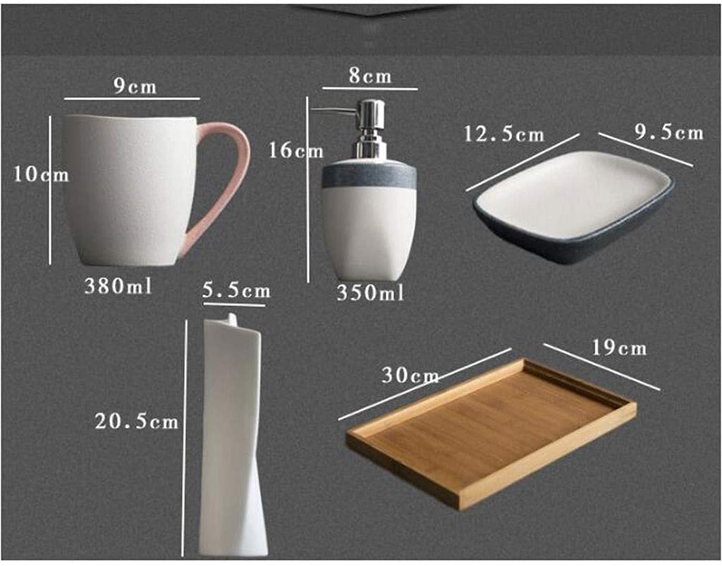 Badezimmer Set 6-teiliges Badezimmer-Accessoires-Set Aus Keramik, Becher, Seifenschale, Tablett, Vase, Seifenspender-Set Dekoration Organizer