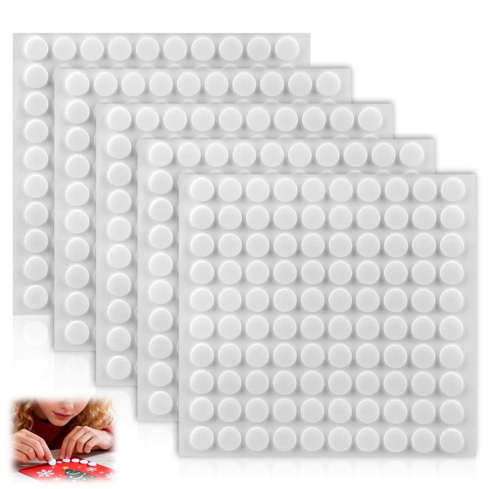 Aphohome 1000Pcs Glue Dots for Crafts, 10mm Diameter 2mm Thick, Removable PE Foam Tape for 3D Crafts, 3D Decor & Balloons, Strong Hold for Raised