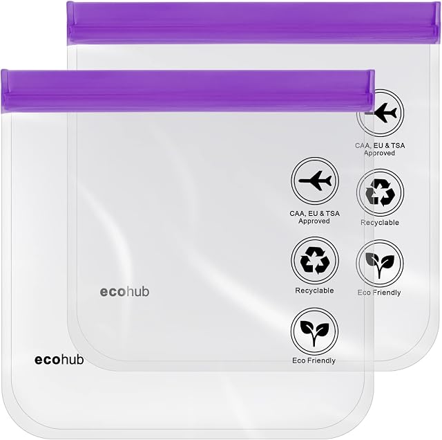 ECOHUB Przezroczysta Kosmetyczka 20x20cm Przybory Toaletowe Torba 1L PodróżNa Wodoodporna Akcesoria PodróżNe Torby Do MakijażU Torba Dla MężCzyzn Kobiety 3 Szt (Fioletowy)